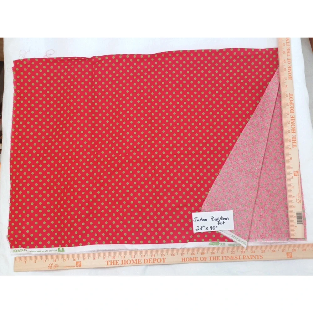 Jo-Ann Red Green Dot Cotton Sewing Craft Fabric 1 Pc 28